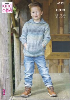 6222 CHILDRENS HOODIES KNITTING PATTERN BY KING COLE