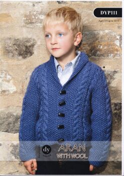 DYP111 CHILDS CABLE KNIT CARDIGAN BY DESIGNER YARNS
