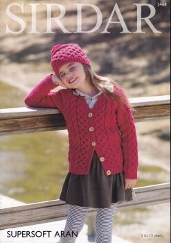 2468 CHILDS CARDIGAN AND HAT PATTERN BY SIRDAR