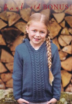 2509 CHILDS PIXIE HOOD SWEATER KNITTING PATTERN BY HAYFIELD