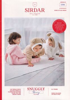 5306 CHILDS BUNNY, SHEEP AND BEAR ALL-IN-ONE KNITTING PATTERN BY SIRDAR