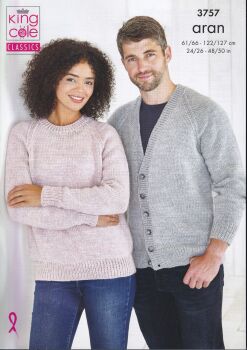 3757 CARDIGAN AND SWEATER KNITTING PATTERNS BY KING COLE
