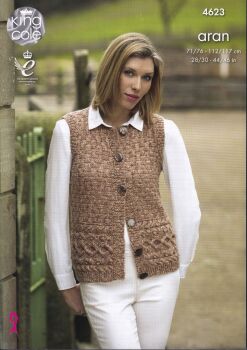 4623 WAISTCOAT AND SLIPOVER KNITTING PATTERN BY KING COLE