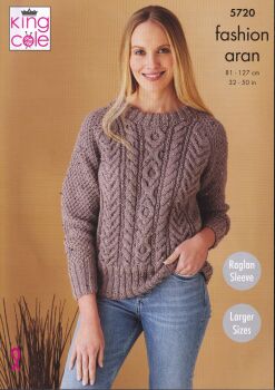 5720 SWEATER AND CARDIGAN KNITTING PATTERN BY KING COLE