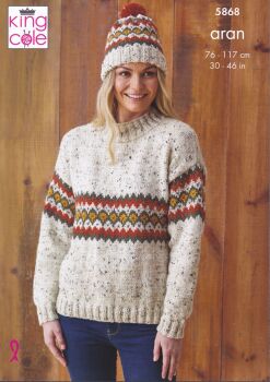5868 SWEATER AND HATS KNITTING PATTERN BY KING COLE