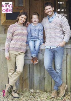 6220 CABLE SWEATER KNITTING PATTERNS BY KING COLE