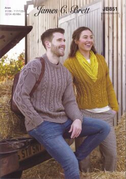 JB851 CARDIGAN AND SWEATER KNITTING PATTERN BY JAMES.C.BRETT