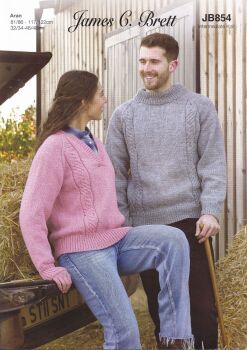 JB854 SWEATERS KNITTING PATTERN BY JAMES.C.BRETT