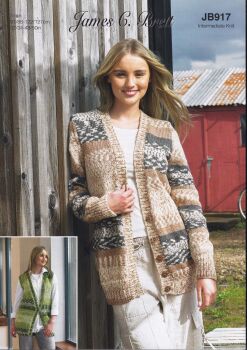 JB917 CARDIGAN AND WAISTCOAT KNITTING PATTERN BY JAMES.C.BRETT