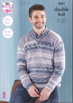 5651 MENS SWEATER AND SLIPOVER KNITTING PATTERN BY KING COLE