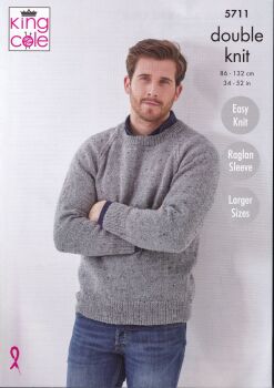 5711 MENS CARDIGAN AND SWEATER KNITTING PATTERN BY KING COLE