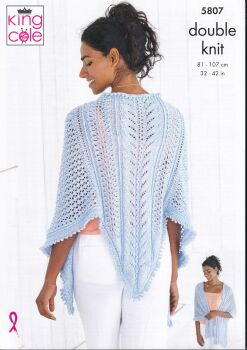 5807 CARDIGAN AND SHAWL KNITTING PATTERN BY KING COLE