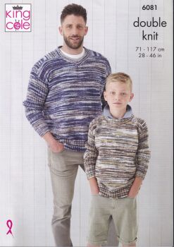 6081 MEN AND BOYS SWEATERS KNITTING PATTERN BY KING COLE