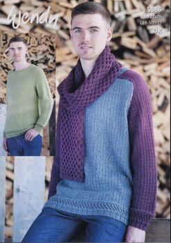5986 SADDLE SHOULDER SWEATERS AND SCARF KNITTING PATTERN BY WENDY