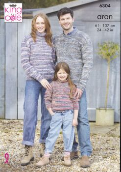 6304 FAMILY SWEATERS KNITTING PATTERN BY KING COLE