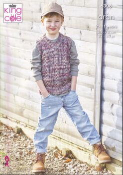 6306 CHILDS TANK AND VEST TOP KNITTING PATTERN BY KING COLE
