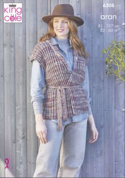 6308 JACKET AND GILET KNITTING PATTERN BY KING COLE