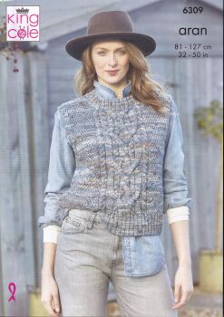 6309 LADIES ROUND AND V NECK TANKS KNITTING PATTERN BY KING COLE