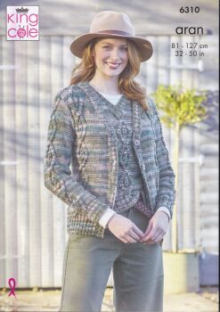 6310 TANK AND CARDIGAN KNITTING PATTERN BY KING COLE