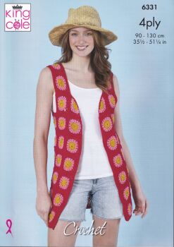 6331 SWEATER AND TOP CROCHET PATTERNS BY KING COLE