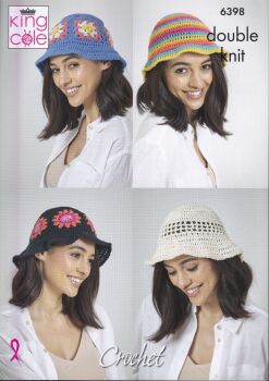 6398 BUCKET HAT CROCHET PATTERN BY KING COLE
