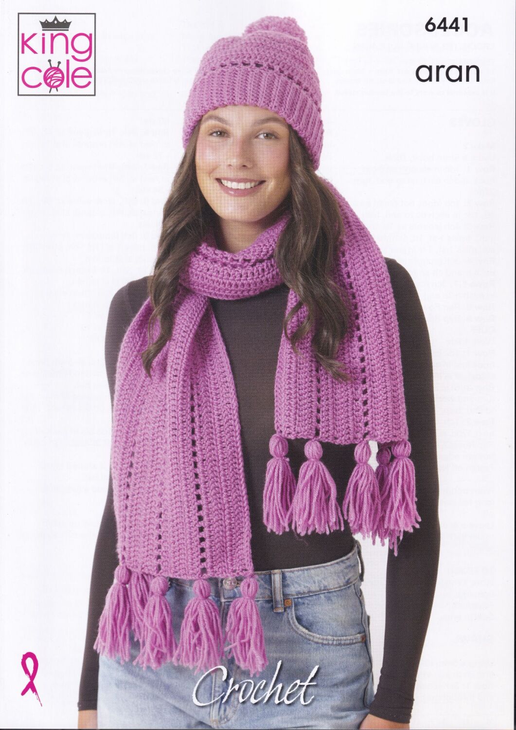 6441 HAT, GLOVES, SCARF AND SHAWL CROCHET PATTERN BY KING COLE