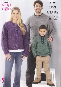6356 SWEATERS AND CARDIGAN KNITTING PATTERN BY KING COLE