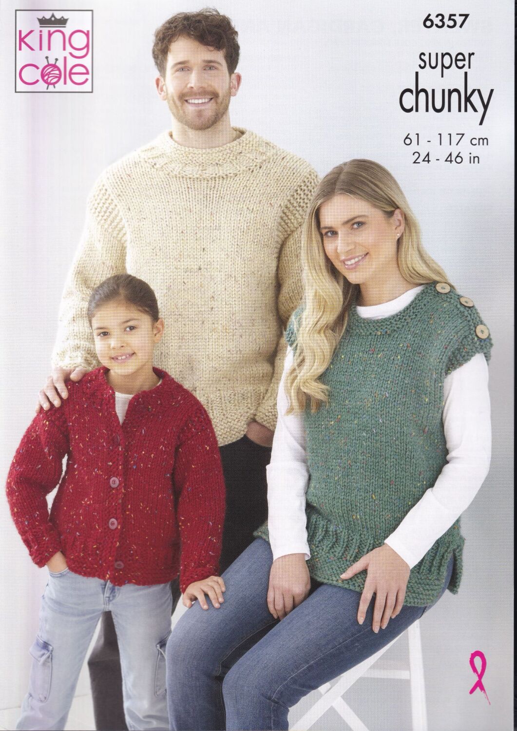 6357 SWEATER, CARDIGAN AND TOP KNITTING PATTERN BY KING COLE