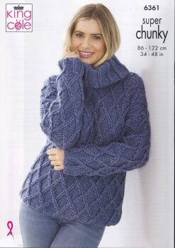 6361 SWEATER AND CARDIGAN KNITTING PATTERN BY KING COLE