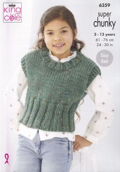 6359 CHILDS OVERTOP AND VEST KNITTING PATTERN BY KING COLE