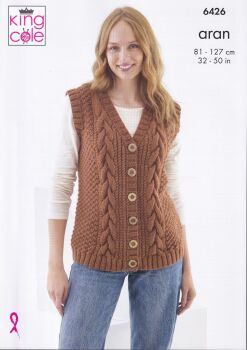 6426 WAISTCOAT AND CARDIGAN KNITTING PATTERN BY KING COLE