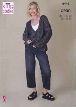 6446 SWEATER AND CARDIGAN KNITTING PATTERN BY KING COLE