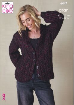 6447 SWEATER AND CARDIGAN KNITTING PATTERN BY KING COLE