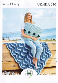 UKHKA 230 THROW AND CUSHION KNITTING PATTERN BY UKHKA