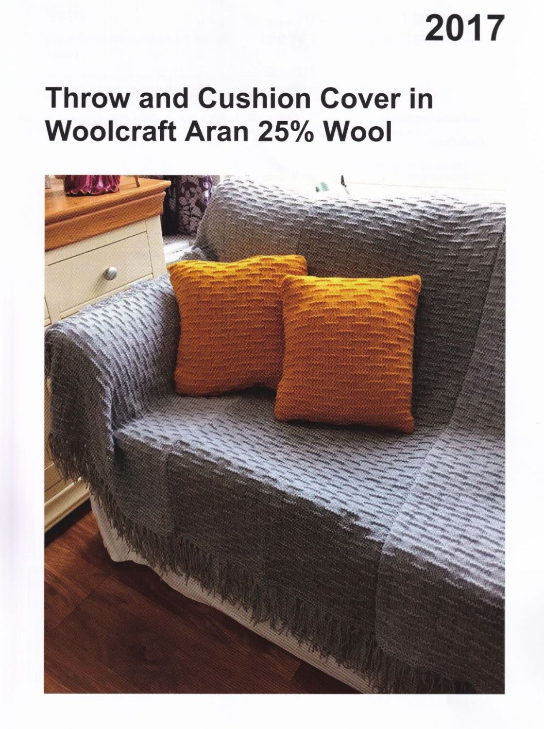 2017 THROW AND CUSHION COVER KNITTING PATTERN BY WOOLCRAFT