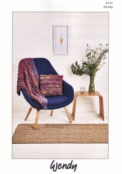 6141 BLANKET AND CUSHION COVER KNITTING PATTERN BY WENDY
