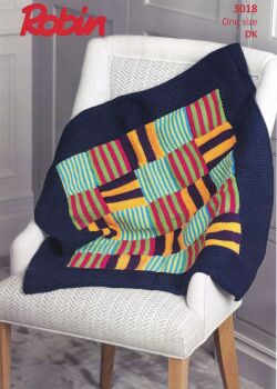 3018 PATCHWORK BLANKET KNITTING PATTERN BY ROBIN