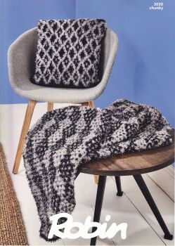 3030 THROW AND CUSHION KNITTING PATTERN BY ROBIN