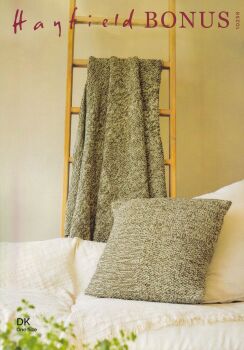 10258 BLANKET AND CUSHION KNITTING PATTERN BY HAYFIELD
