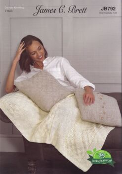JB792 THROW AND CUSHIONS KNITTING PATTERN BY JAMES.C.BRETT