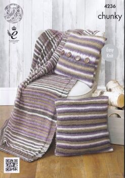 4236 BLANKET AND CUSHION COVERS KNITTING PATTERN BY KING COLE