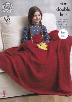 4586 BLANKETS AND TEDDY KNITTING PATTERN BY KING COLE