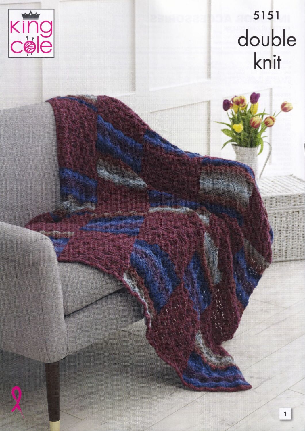 5151 THROW AND CUSHION COVER KNITTING PATTERNS BY KING COLE