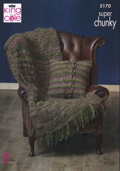 5170 BLANKET AND CUSHIONS KNITTING PATTERN BY KING COLE