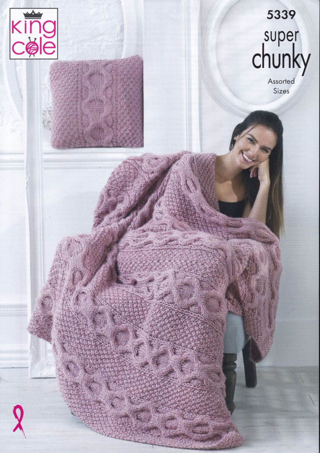5339 BLANKET AND CUSHIONS KNITTING PATTERN BY KING COLE