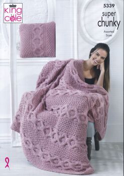 5339 BLANKET AND CUSHIONS KNITTING PATTERN BY KING COLE