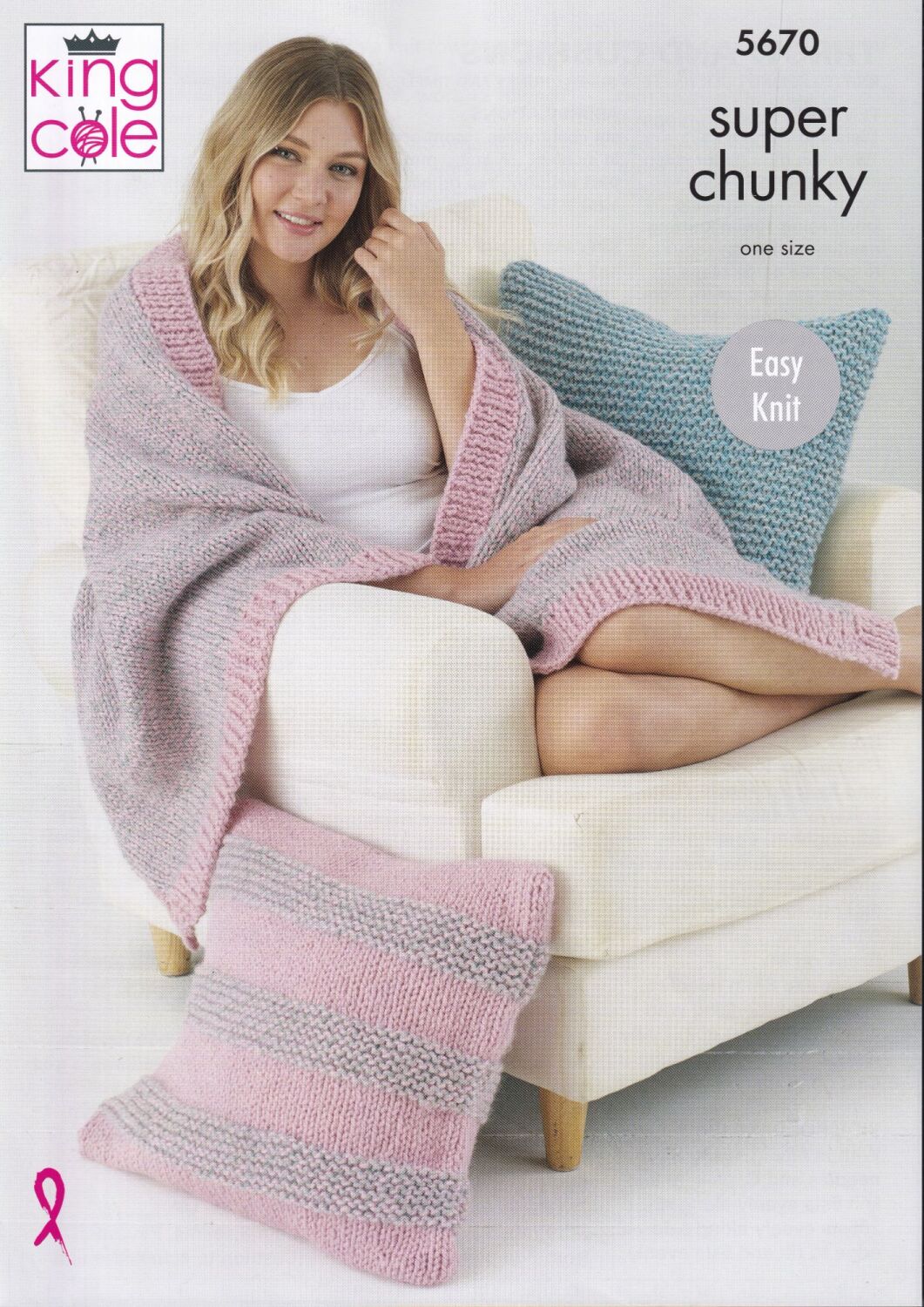 5670 THROW AND CUSHIONS KNITTING PATTERN BY KING COLE