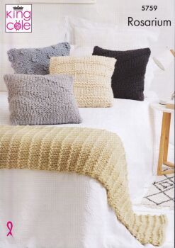 5759 CUSHIONS AND BED RUNNER KNITTING PATTERN BY KING COLE