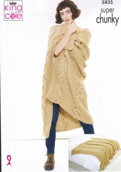 5835 THROW AND RUNNER KNITTING PATTERN BY KING COLE