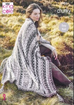5909 BLANKET, BED RUNNER AND CUSHION COVER KNITTING PATTERN BY KING COLE